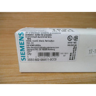 Siemens 3SB3 602-0AA11-0CC0 Black 3SB36020AA110CC0 wButton,Base & Clip