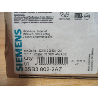 Siemens 3SB3 802-2AZ Pushbutton Enclosure 3SB38022AZ