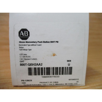 Allen Bradley 800T-QBH2AA2 Amber Pushbutton 800TQBH2AA2 Ser. U