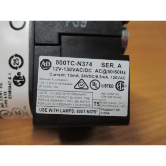 Allen Bradley 800T-QBH2AA2 Amber Pushbutton 800TQBH2AA2 Ser. U