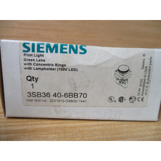 Siemens 3SB36 40-6BB70 Green 3SB36406BB70 W Base & Clip