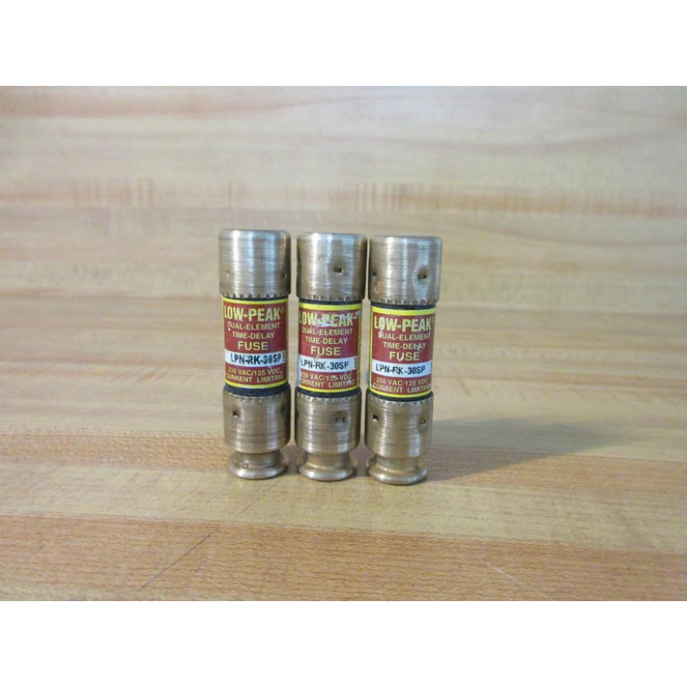 Bussmann LPN-RK-30SP Low-Peak Fuse 30 Amp LPNRK30SP (Pack of 3) - New No Box