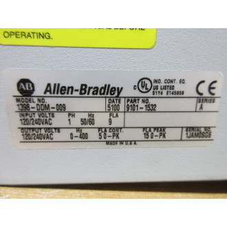 Allen Bradley 9101-1532 Ultra Series Servo Drive 1398-DDM-009 - Used