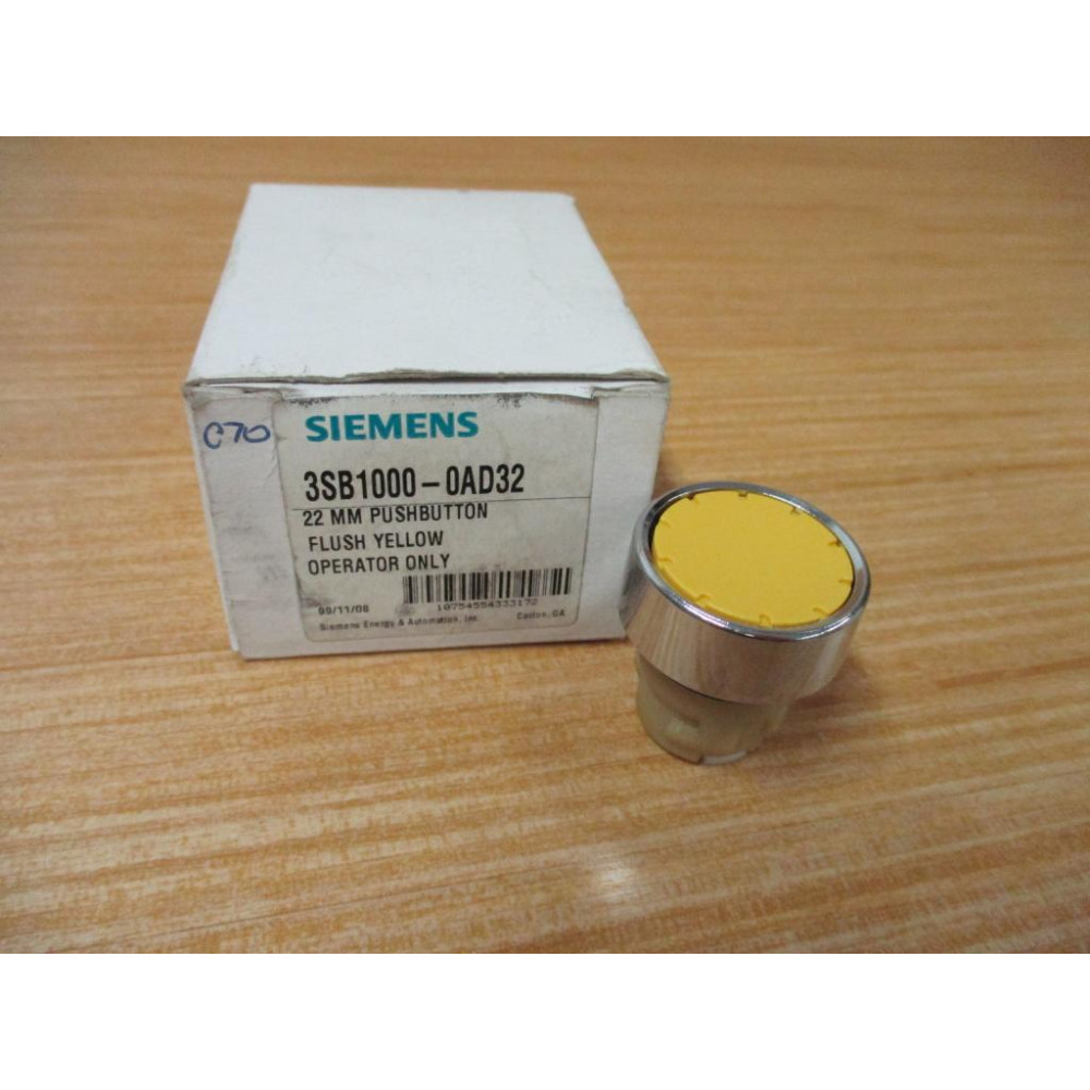 Siemens 3SB1000-0AD32 Yellow Pushbutton 3SB10000AD32
