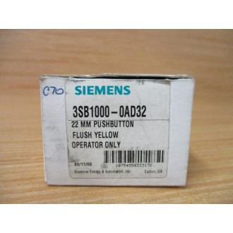 Siemens 3SB1000-0AD32 Yellow Pushbutton 3SB10000AD32