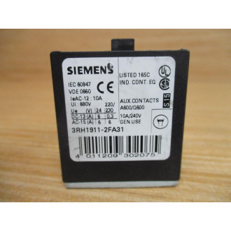 Siemens 3RH1911-2FA31 Auxiliary Switch Block - Used