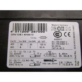 Siemens 3RV1041-4HA10 Starter 3RV10414HA10 - Used