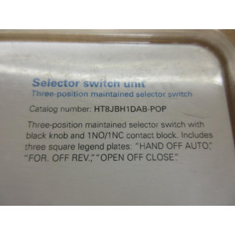 Eaton HT8JBH1DAB-POP Selector Switch HT8JBH1DABPOP