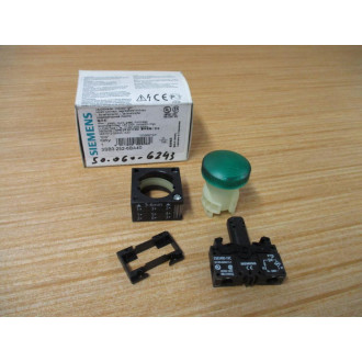 Siemens 3SB3 252-6BA40 Green 3SB32526BA40 w Base & Clip