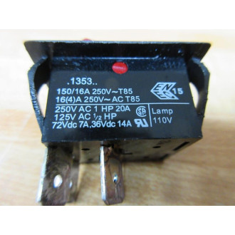 Arcolectric 1353 Illuminated Rocker Switch Red - New No Box