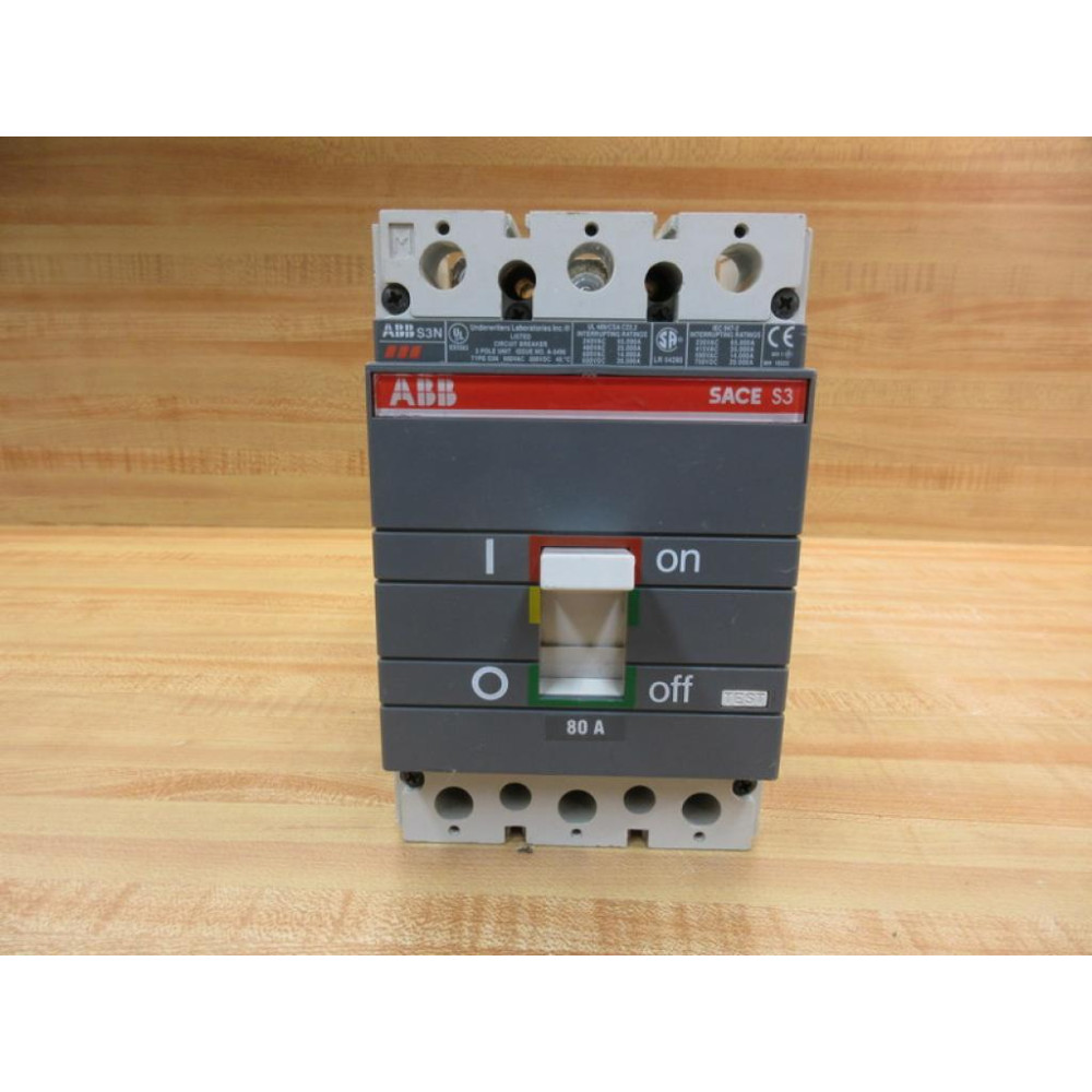 ABB SACE S3 S3N 80A 80A Circuit Breaker SACES3S3N80A No Wire Leads - Used