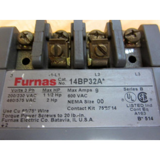 Furnas 14BP32A Starter WOL Relay 14BP32A* - Used