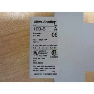 Allen Bradley 100-S Contact Block 100S Series A - Used