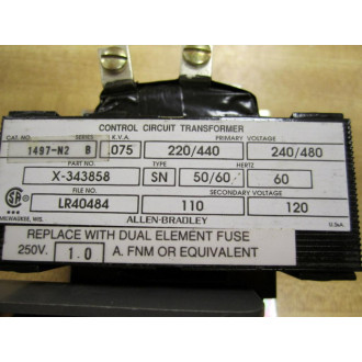 Allen Bradley 1497-N2 Transformer X-343858 Series B - New No Box