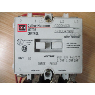 Cutler Hammer A200MACB Non-Reversing Starter - New No Box