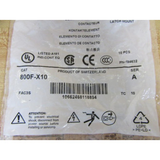 Allen Bradley 800F-X10 Contact Block 800F-X1O (Pack of 10)