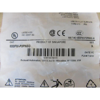 Allen Bradley 800FM-P3PN5G Pilot Lamp Assembly