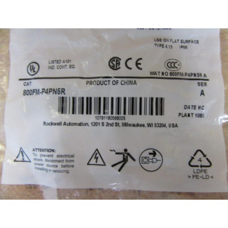 Allen Bradley 800FM-P4PN5R Pilot Light Assembly