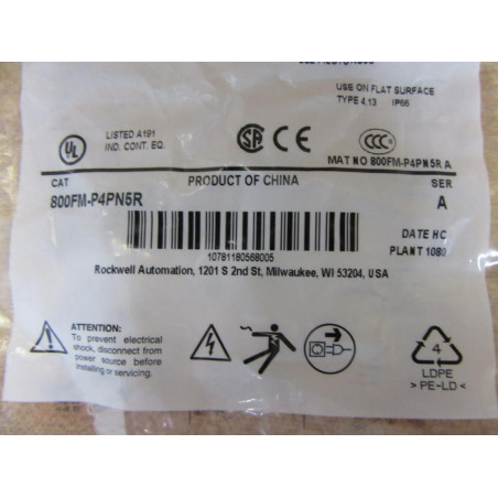 Allen Bradley 800FM-P4PN5R Pilot Light Assembly