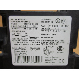 Siemens 3RT1026-1BB44 Power Contactor 3RT10261BB44 W 3RT1926-1TR00 - Used