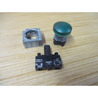 Siemens 3SB3 644-6BA40 Green 3SB36446BA40 W 3SB3400-1PC & Base - New No Box