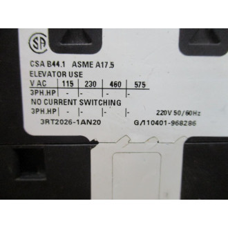 Siemens 3RT2026-1AN20 Contactor 3RT20261AN20 - Used