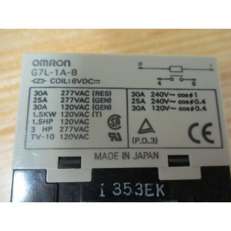 Omron G7L-1A-B DC6 Power Relay G7L-1A-B Chipped Corners - Used