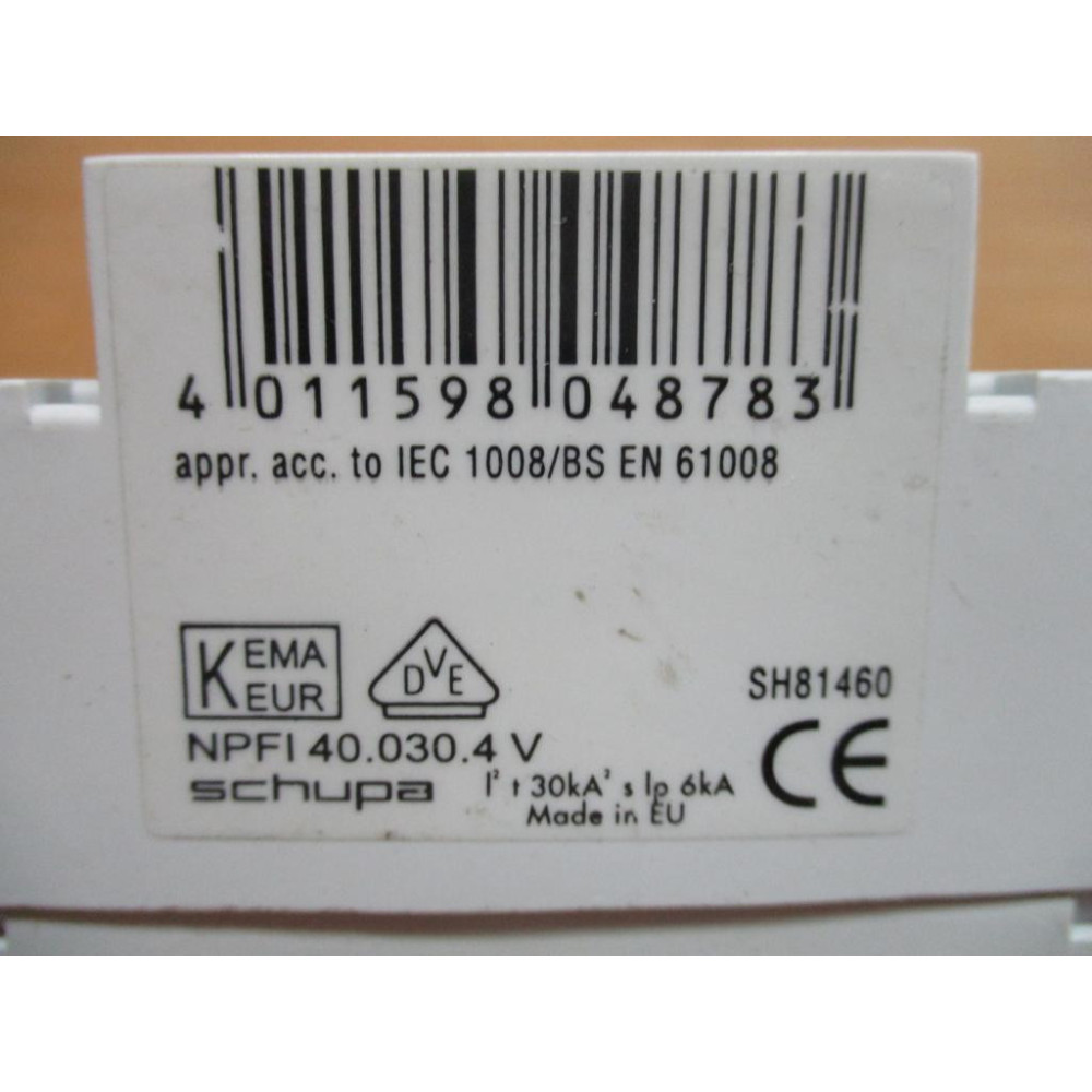 Schupa NPFI 40.030.4V Circuit Breaker 40AMP Chipped - Used