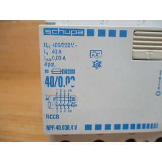 Schupa NPFI 40.030.4V Circuit Breaker 40AMP Chipped - Used