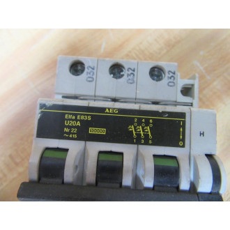 AEG E83S-U20A 20A Circuit Breaker Elfa-E83S-U20A W E80(S) - Used