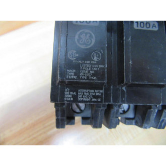 General Electric THQB3100 Circuit Breaker 100A 3 Pole GE - Used