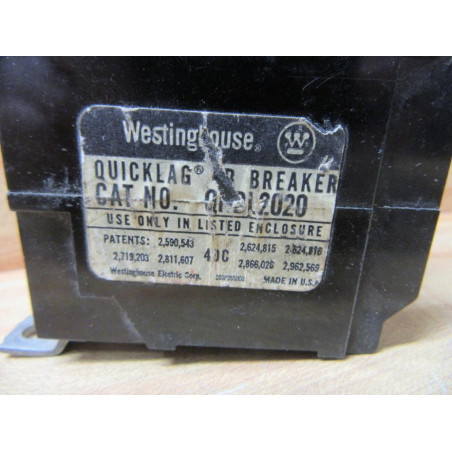 Westinghouse QNBL2020 Circuit Breaker 20A 2 Pole - Used
