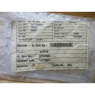 Alfa Laval 22104603 Screw PX110 (Pack of 10)
