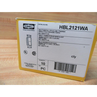 Hubbell HBL2121WA Single Pole Rocker Switch (Pack of 10)