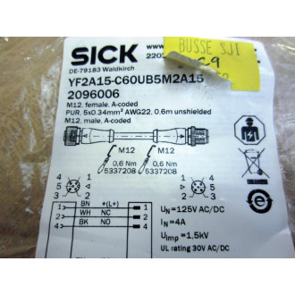 Sick YF2A15-C60UBM2A15 Cordset 2096006