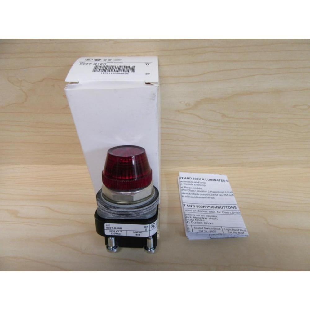Allen Bradley 800T-Q10R Pilot Light 800TQ10R Ser U