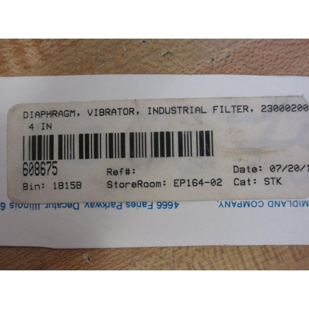 Industrial Filter 23000200 Vibrator Diaphragm MO 106-1 - New No Box