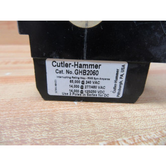 Cutler Hammer GHB2060 Circuit Breaker 60A 2 Poles - Used