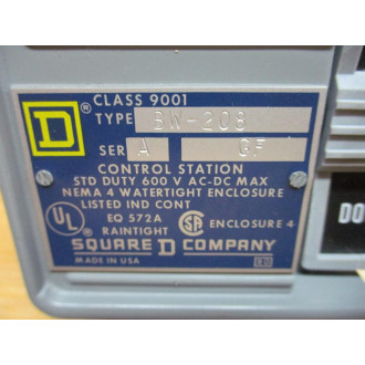 Square D 9001 BW-208 Control Station 9001BW208