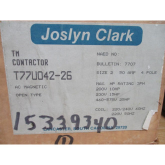 Joslyn Clark T77U042-26 TM Contactor T77U04226 Chipped Corner