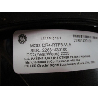 General Electric DR4-RTFB-VLA GE LED Signal Light DR4RTFBVLA 6"