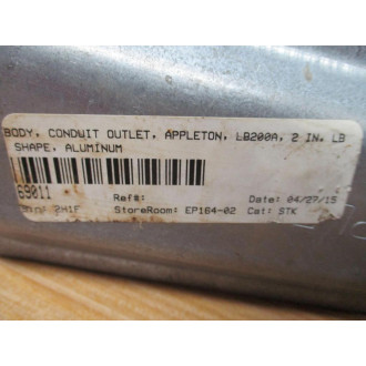 Appleton LB200-A 2" Aluminum Unilet W Cover - New No Box