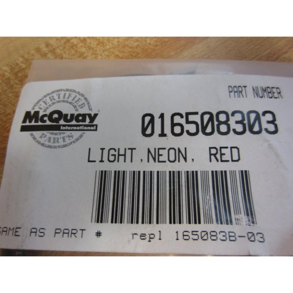 McQuay 016508303 Red Neon Light 165083B-03