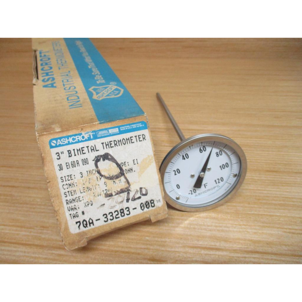 Ashcroft 30 EI 60R 090 -20120F Bimetal Thermometer 30EI60R090-20120F