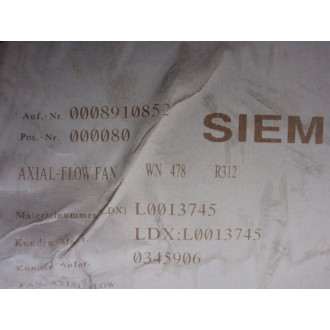 Siemens LDX:L0013745 Axial-Flow Fan LDXL0013745 - New No Box