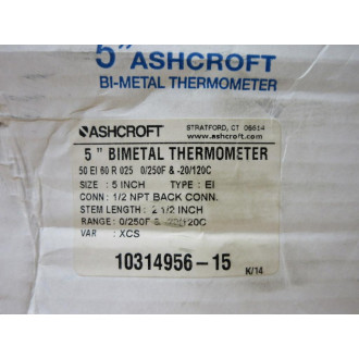 Ashcroft 50EI60R0250250F 5" Bimetal Thermometer 50EI60R0250250F