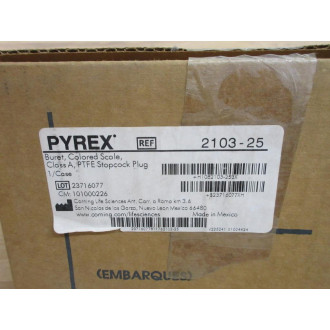 Corning 2103-25 Pyrex Class A Buret 210325