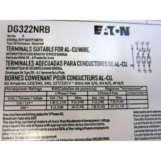 EatonCutler-Hammer DG322NRB Fusible Safety Switch - Used