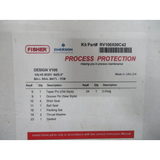 Fisher RV100X00C42 Emerson Valve Repair Kit