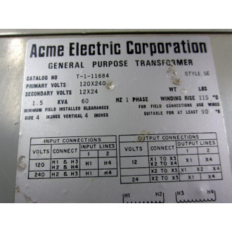 Acme T-1-11684 G.P. Transformer T111684 - Used